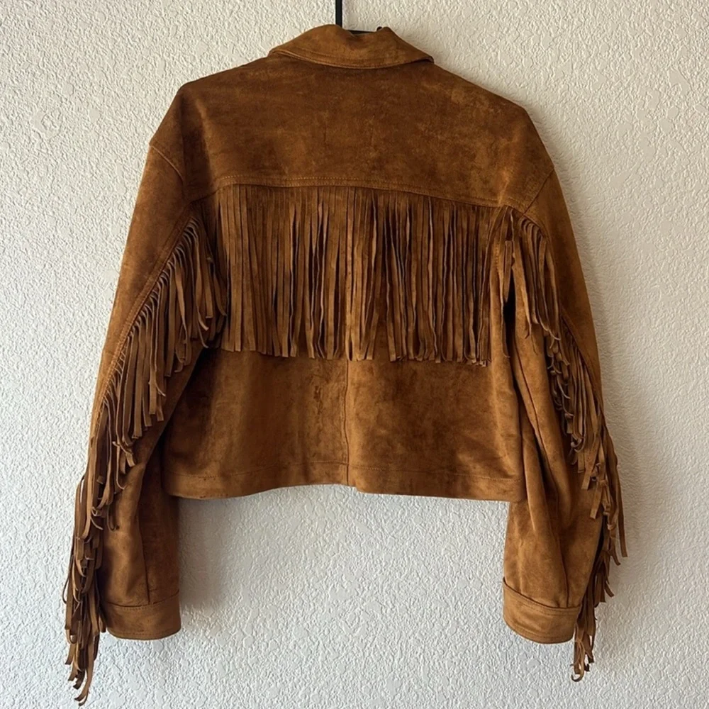 BDG Brown Suede Fringe Leather Jacket - Picture 2 of 9